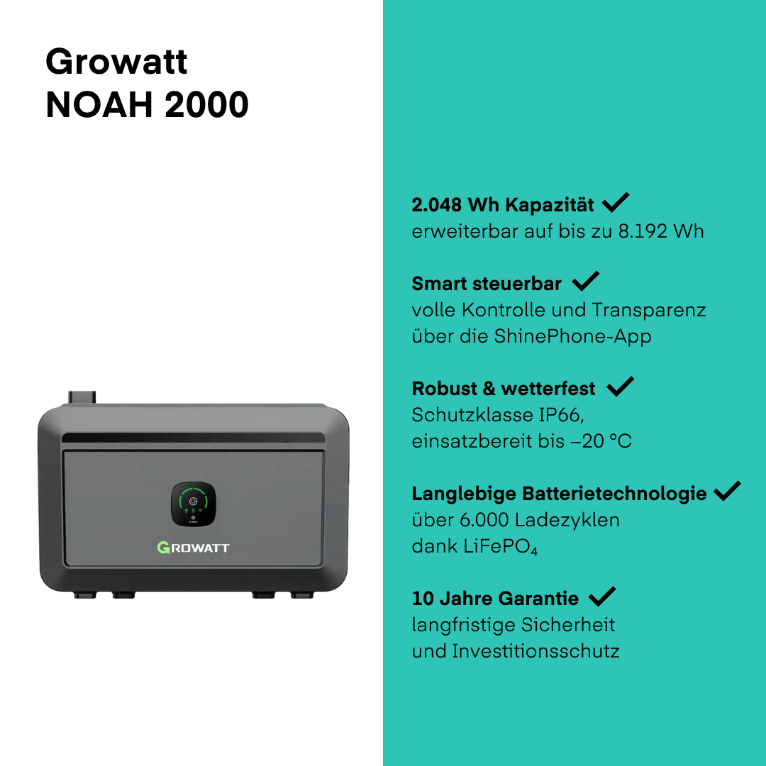 Growatt Noah 2000 (2048 Wh) Balkonkraftwerk Speicher