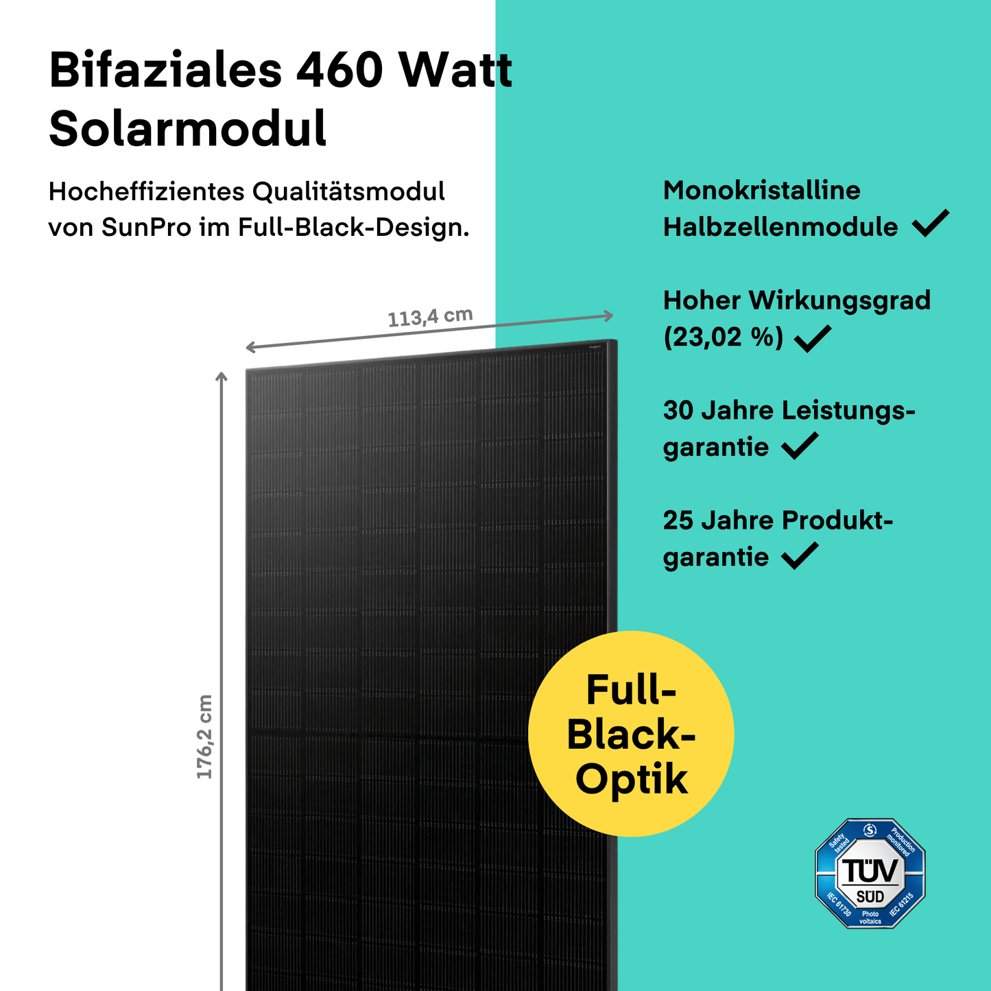 Sunpro (460 WP), 210 R, SPDG460-N96R12 (Bifazial, Glas/Glas, FB) von yuma.de