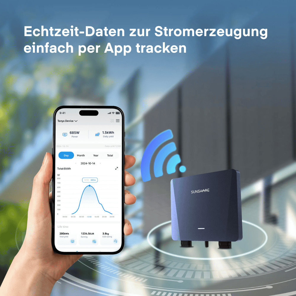 Sunshare Balkonkraftwerk mit Sunshare Glory 800W Gitterbalkon von yuma.de