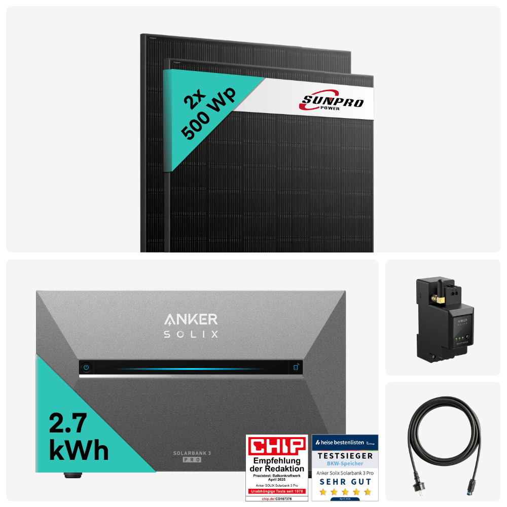 Yuma x Anker -  1000W Balkonkraftwerk mit SOLIX Solarbank 3 PRO