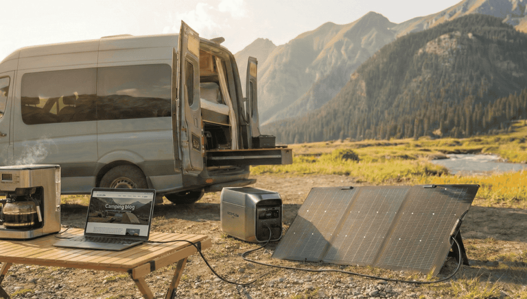 Camping mit Solarpanel und EcoFlow-Powerstation