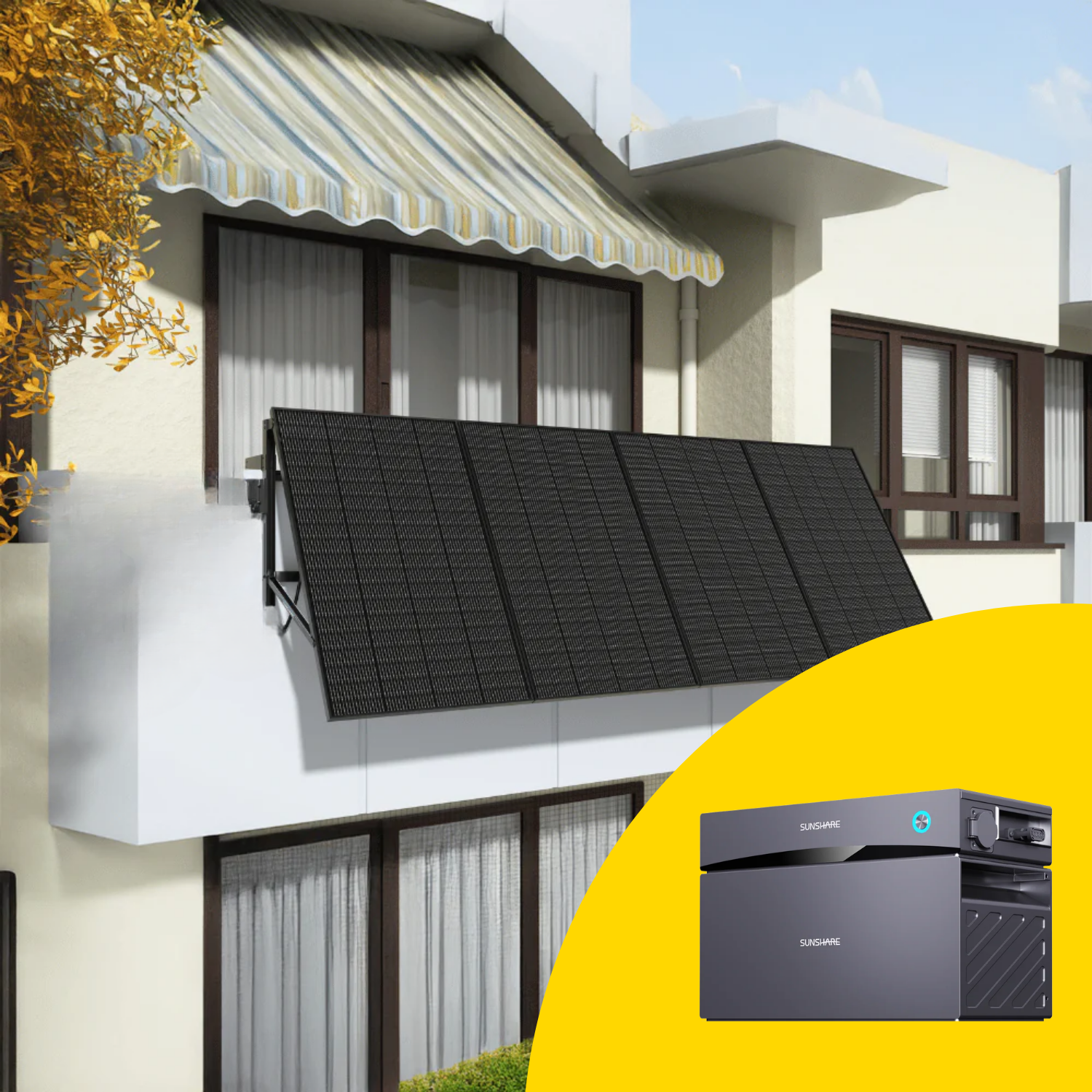 Sunshare Balkonkraftwerk mit Sunshare Glory 800W Betonbalkon von yuma.de