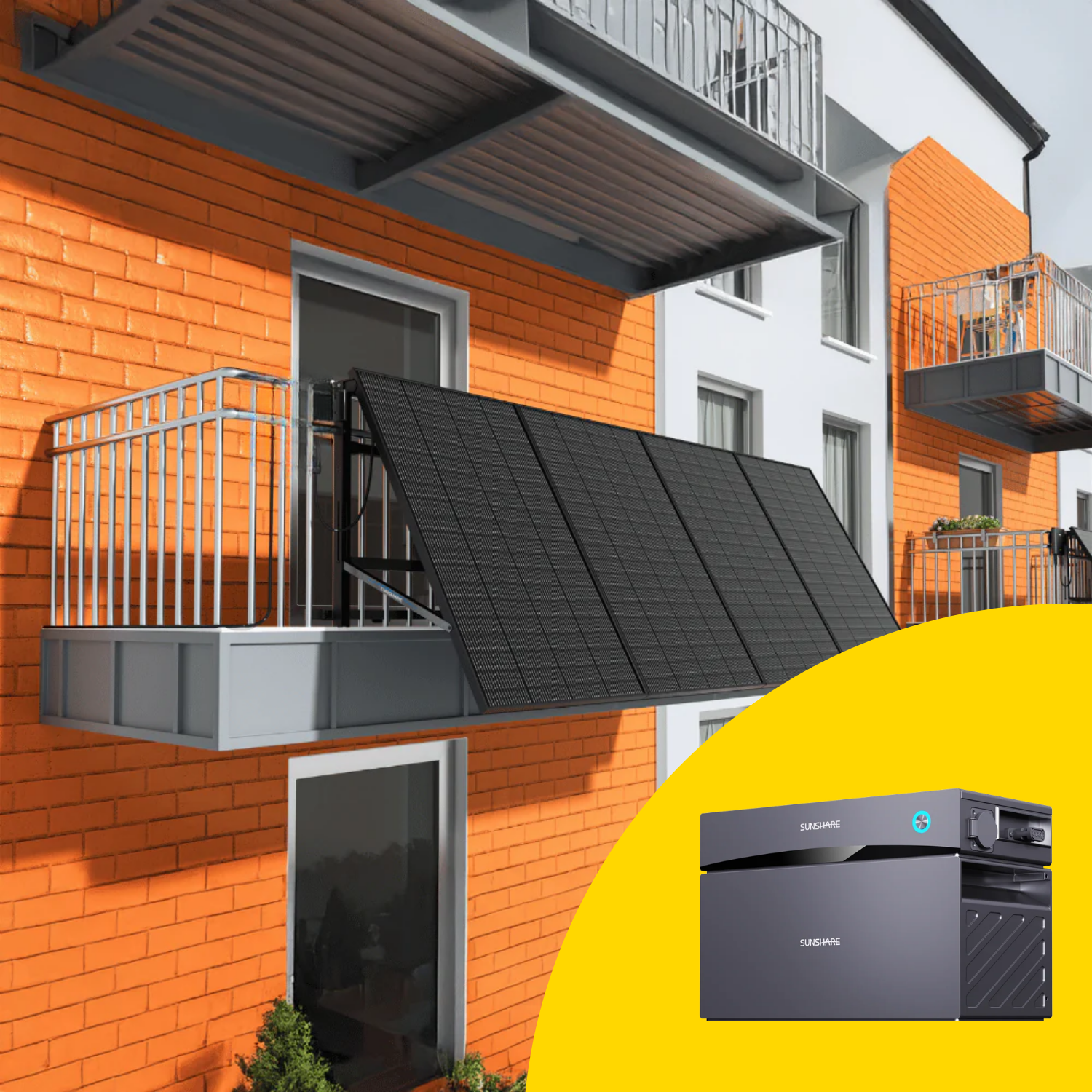 Sunshare Balkonkraftwerk mit Sunshare Glory 800W Gitterbalkon