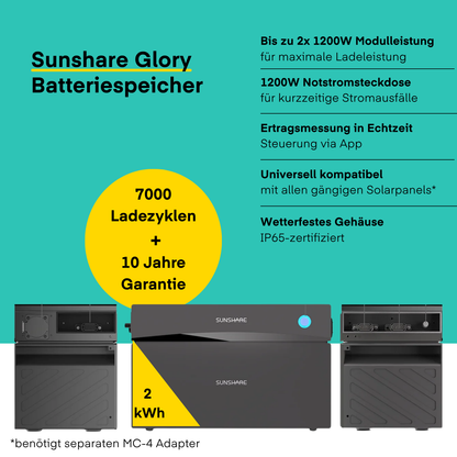 Yuma x Sunshare - 2000 W Balkonkraftwerk mit Sunshare Glory von Sunshare
