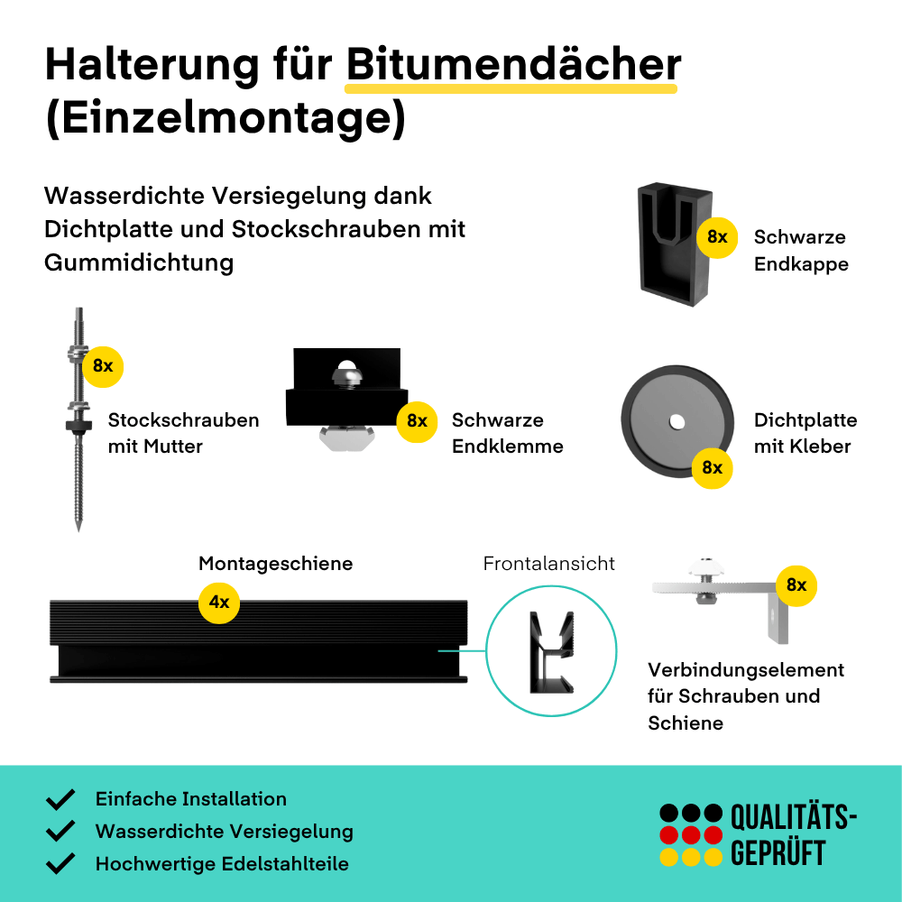 Yuma Roof (900+) Bitumendach-Einzelmontage Bifazial