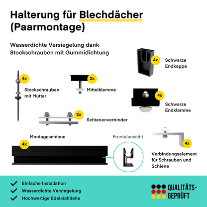 Yuma Roof (900+) Blechdach-Paarmontage Bifazial
