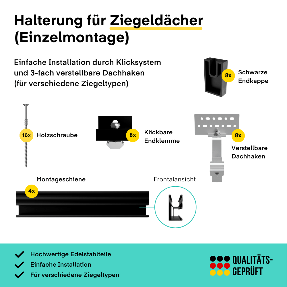 Yuma Roof (1000+) Ziegeldach-Einzelmontage Bifazial