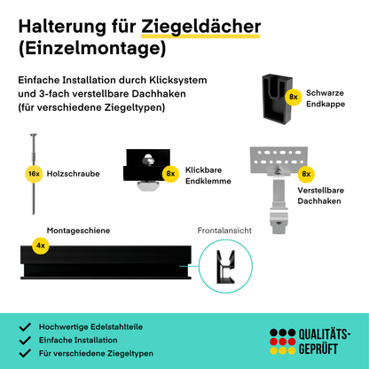 Yuma Roof (1000+) Ziegeldach-Einzelmontage Bifazial