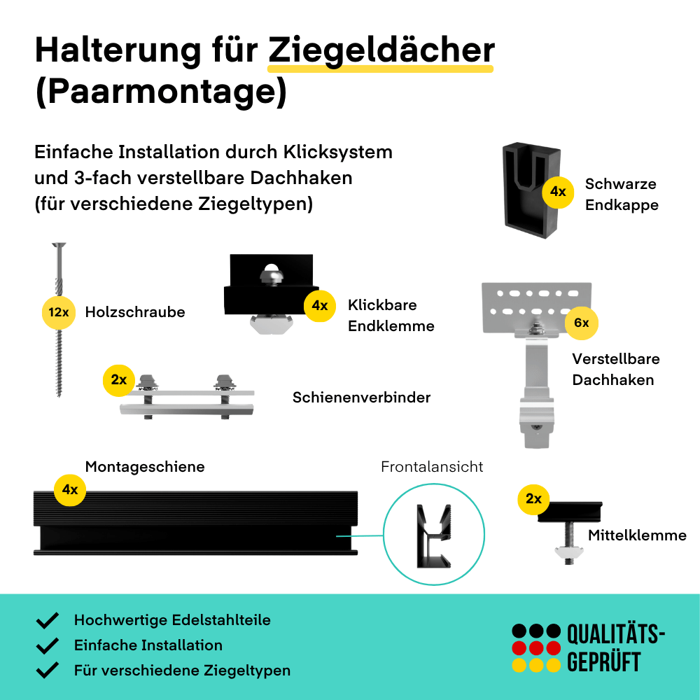 Yuma Roof (1000+) Ziegeldach-Paarmontage Bifazial