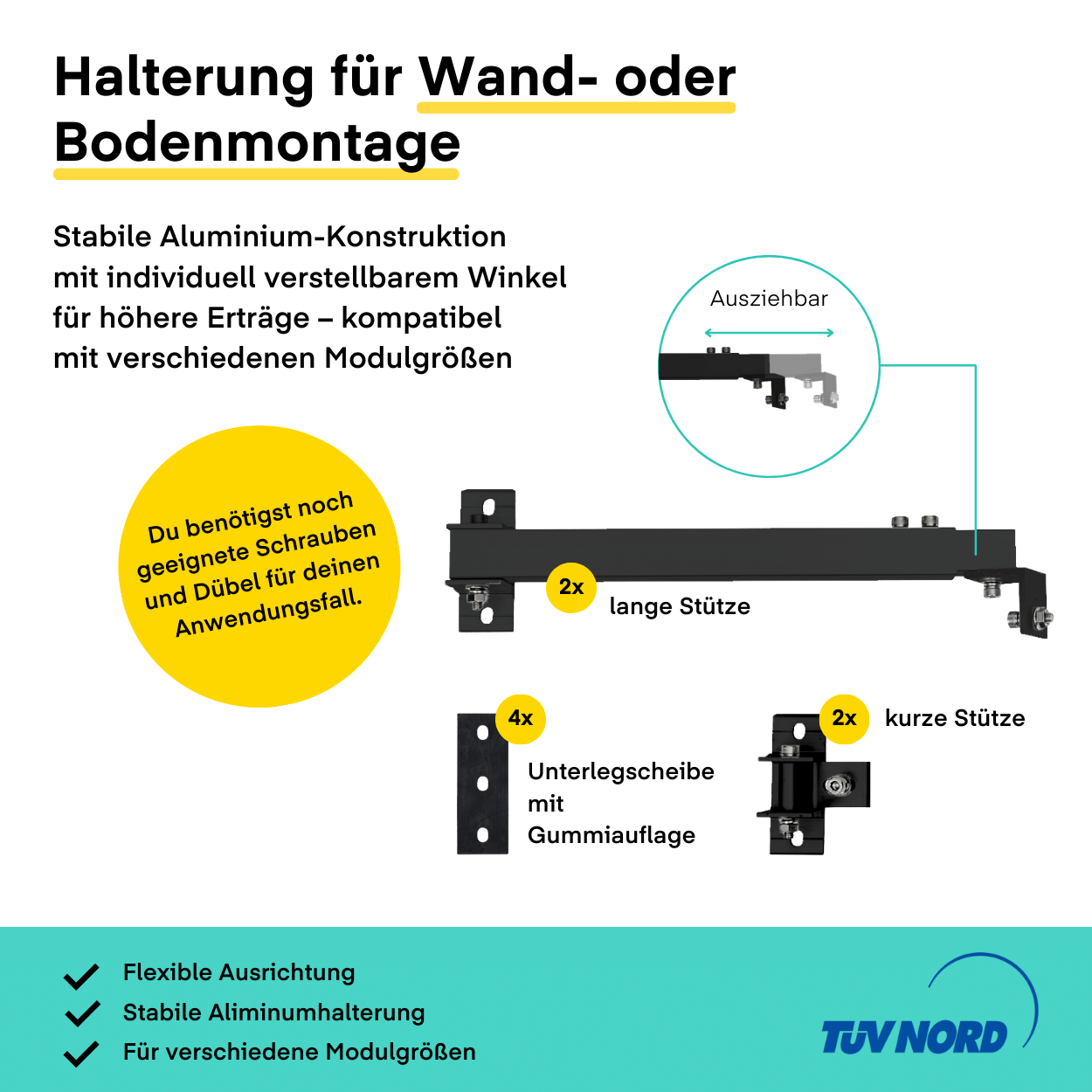 Montagesystem Yuma Front (Wand- oder Bodenmontage)