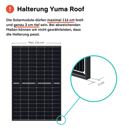 Montagesystem - Yuma Roof Ziegeldach ( 1 Modul bis 117 cm Breite)