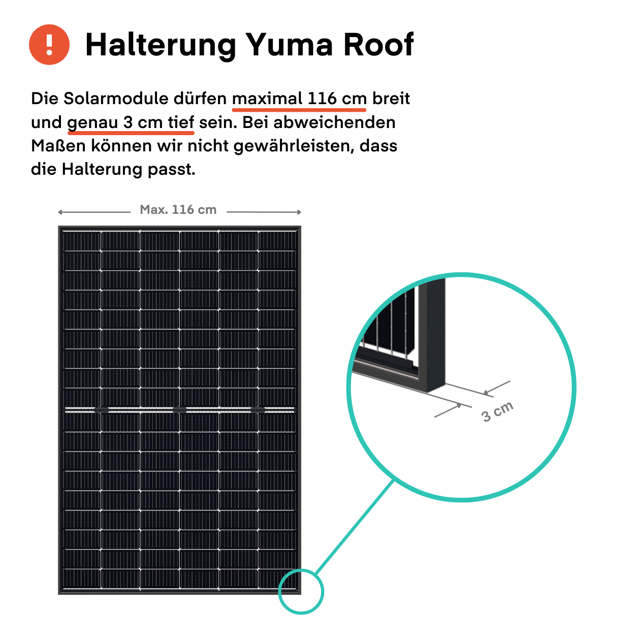 Montagesystem - Yuma Roof Blechdach ( 1 Modul bis 117 cm Breite)