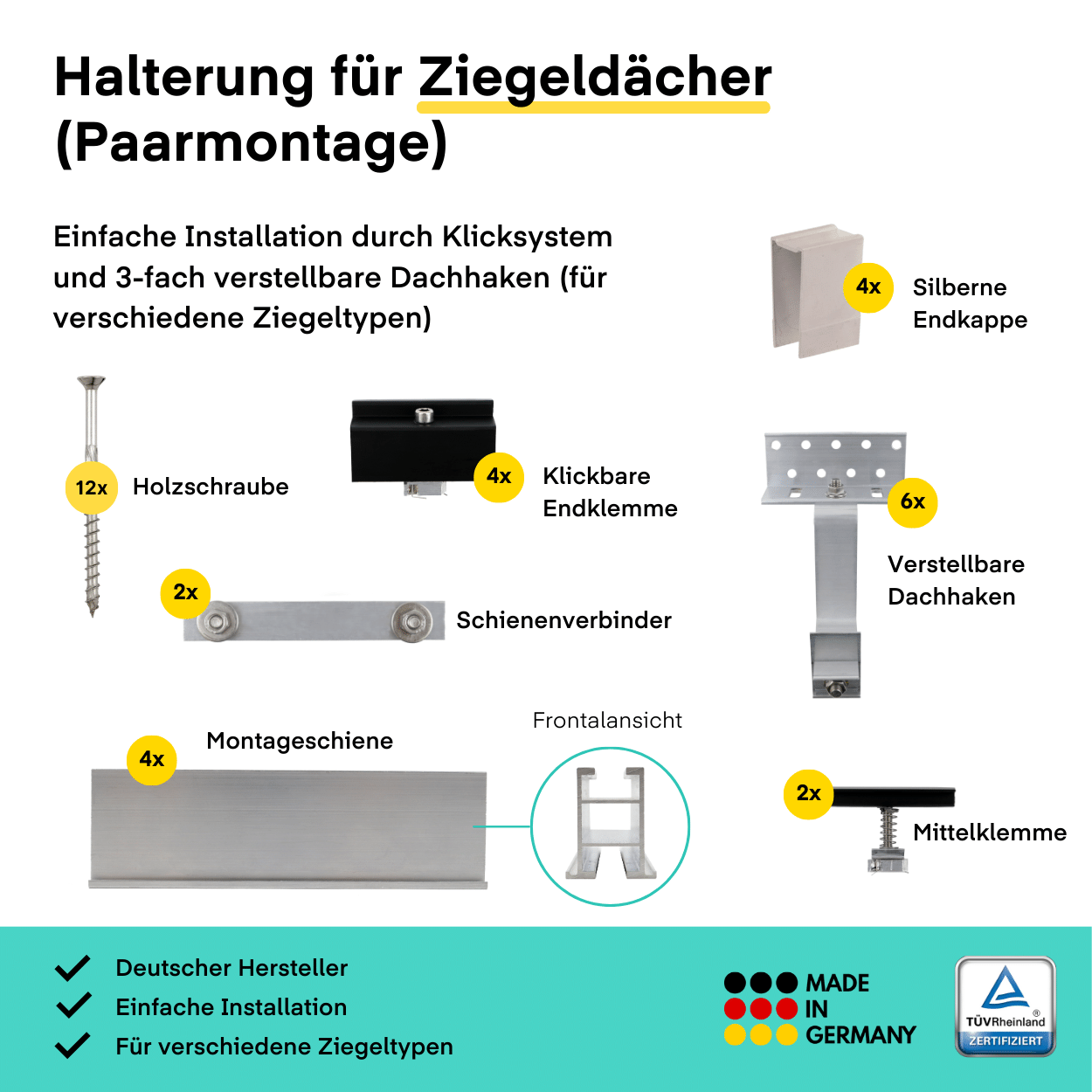 Yuma Roof (990+) Ziegeldach-Paarmontage Bifazial