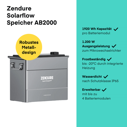 Zendure SolarFlow AB2000 Erweiterungsbatterie 1920Wh Add-On LiFePO4